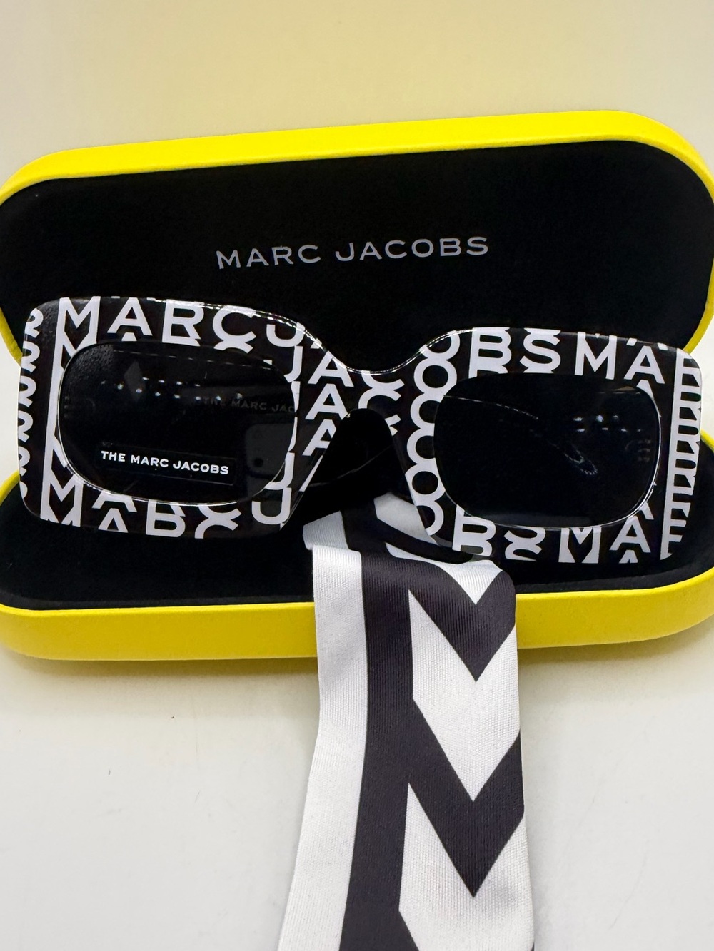 Marc Jacobs Black & White Logo Rectangle Sunglasses